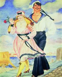 Sailor and His Girl - Boris Koustodiev