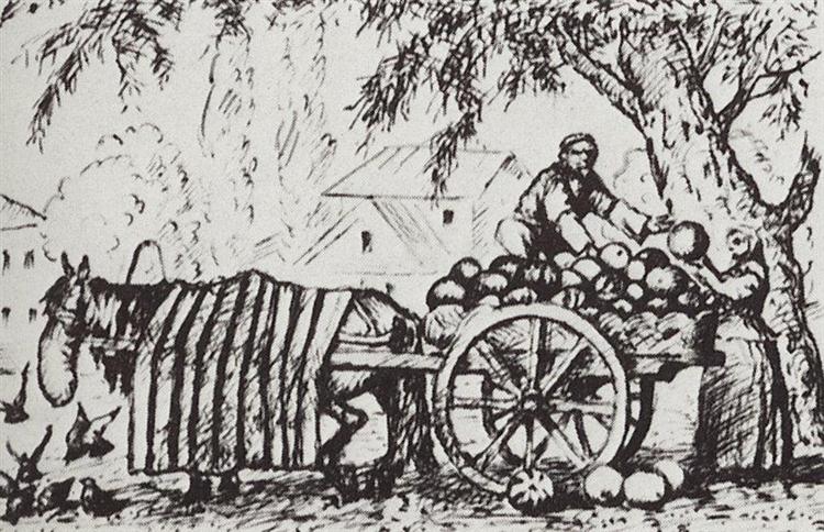 Tatar, who sells watermelons, 1923 - 1924 - Boris Kustodiev