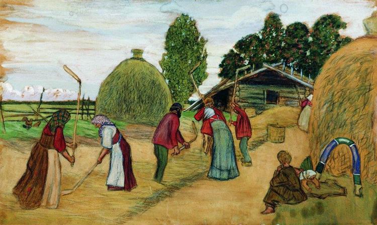 Threshing, 1908 - Борис Кустодієв