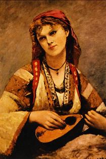 Christine Nilson, or The Bohemian with a Mandolin - Jean-Baptiste Camille Corot
