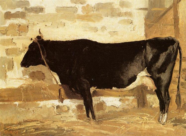Корова в хлеву (Черная корова), c.1840 - c.1845 - Камиль Коро