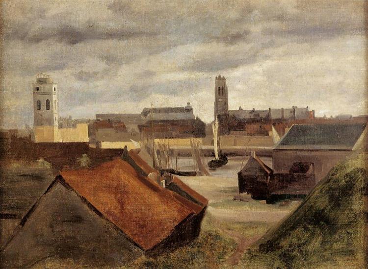 Dunkirk, the Fishing Docks, c.1857 - 柯洛
