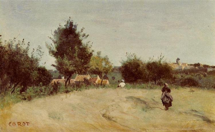Field above the Village (Marcoussis), c.1865 - 柯洛