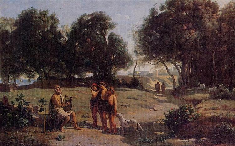 Гомер и пастухи в пейзаже, 1845 - Камиль Коро