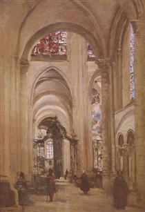 Interior of the Cathedral of St. Etienne, Sens - Jean-Baptiste Camille Corot