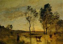 Le Gue (Cows on the Banks of the Gue) - Camille Corot
