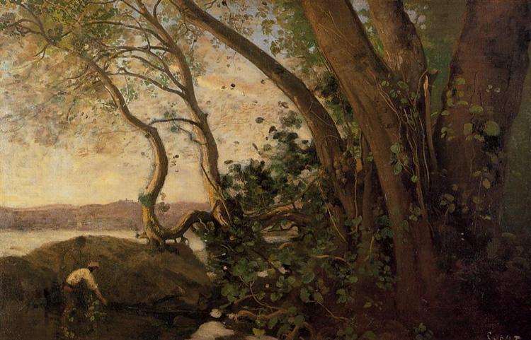 Nemi, the Lake's Edge, 1843 - 1845 - Jean-Baptiste Camille Corot