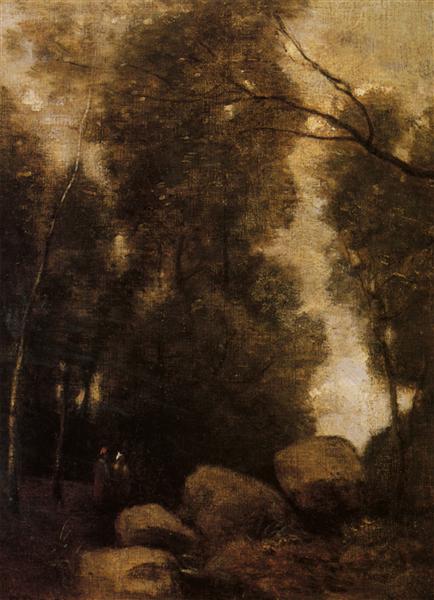 Rocks in a Glade - Jean-Baptiste Camille Corot