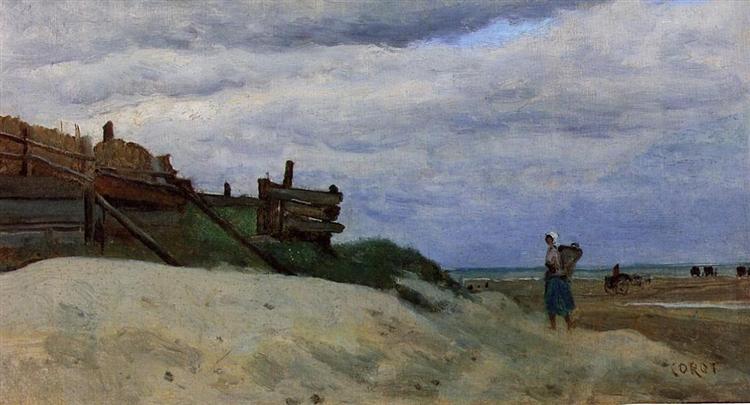 The Beach at Dunkirk, 1857 - 柯洛