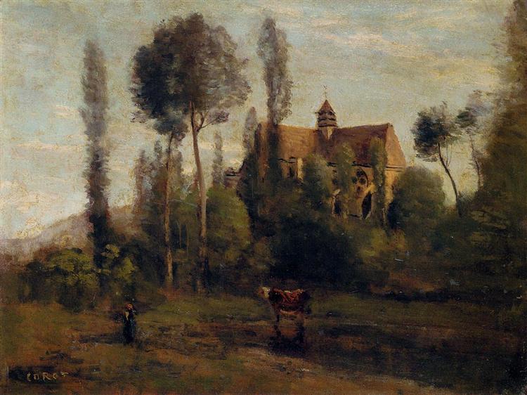 The Church at Essommes, near the Chateau Thierry, 1856 - 柯洛