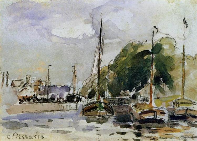 Boats at Dock - Каміль Піссарро