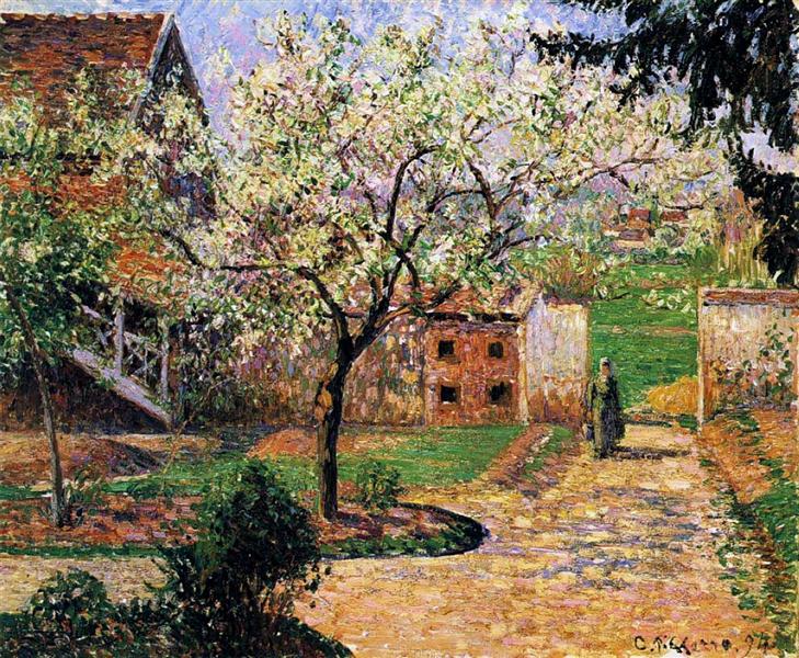 Flowering Plum Tree, Eragny, 1894 - Camille Pissarro