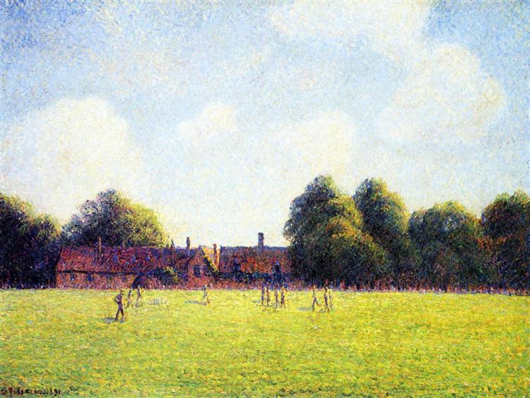 Hampton Court Green, London, 1891 - Камиль Писсарро