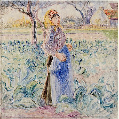 Peasant Woman in a Cabbage Patch, c.1884 - c.1885 - Camille Pissarro