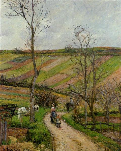 Route du Fond in Hermitage, Pontoise, 1877 - Camille Pissarro