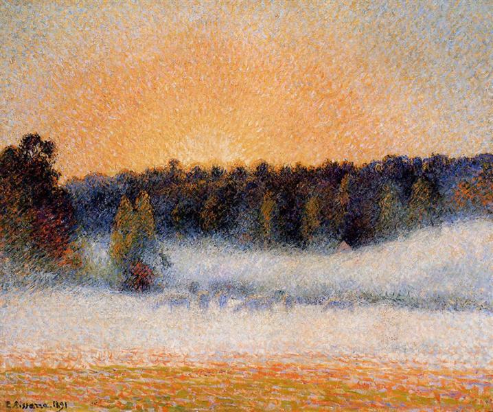 Setting Sun and Fog, Eragny, 1891 - Каміль Піссарро