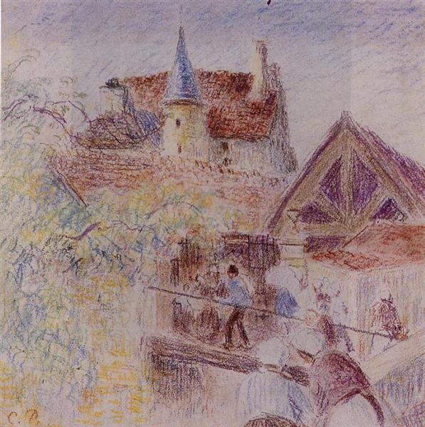 The Farm, Osny, c.1884 - Camille Pissarro