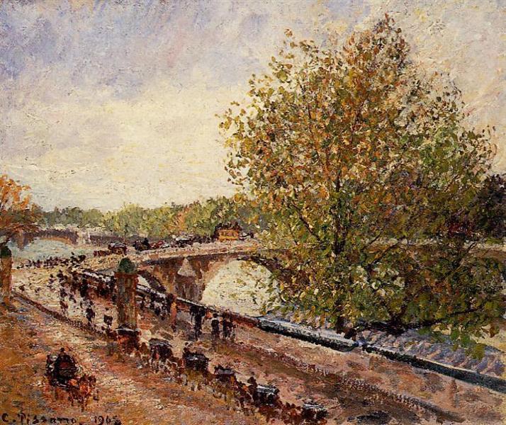 The Pont Royal, Grey Weather, Afternoon, Spring, 1902 - Каміль Піссарро