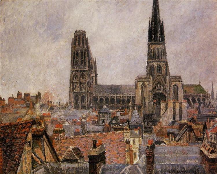 The Roofs of Old Rouen Grey Weather, 1896 - Каміль Піссарро