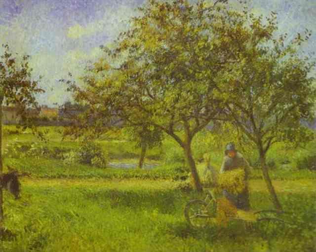 The Wheelbarrow, Orchard - Camille Pissarro