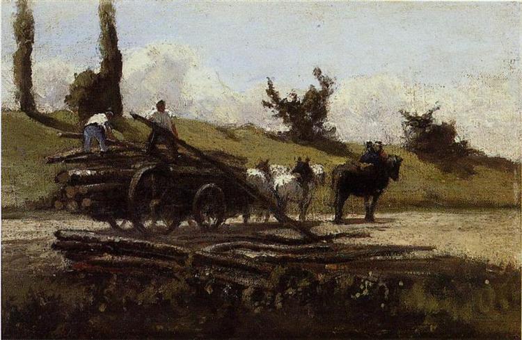 The Wood Cart, c.1863 - 卡米耶·畢沙羅