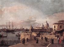 L'Embouchure du Grand Canal depuis le Môle, Venise - Canaletto