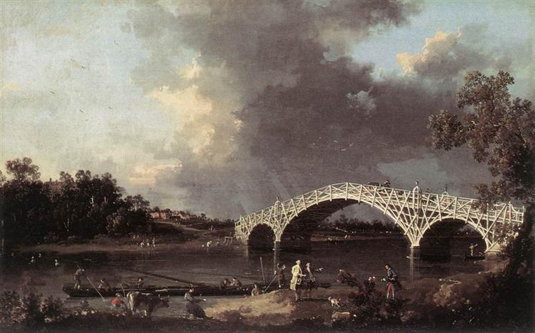 Old Walton Bridge over the Thames, 1754 - Каналетто