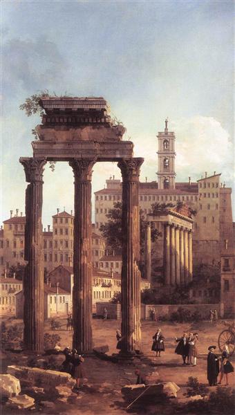 Rome: Ruins of the Forum, Looking towards the Capitol, 1742 - Каналетто