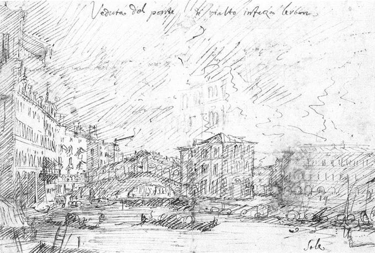 The Grand Canal near the Ponte del Rialto, c.1725 - Каналетто