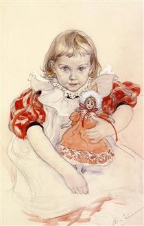 A Young Girl with a Doll - Carl Larsson