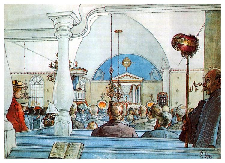 At Church, 1905 - 卡爾·拉森