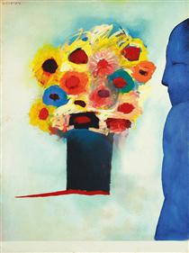 Figure and Flowers - Charles Blackman