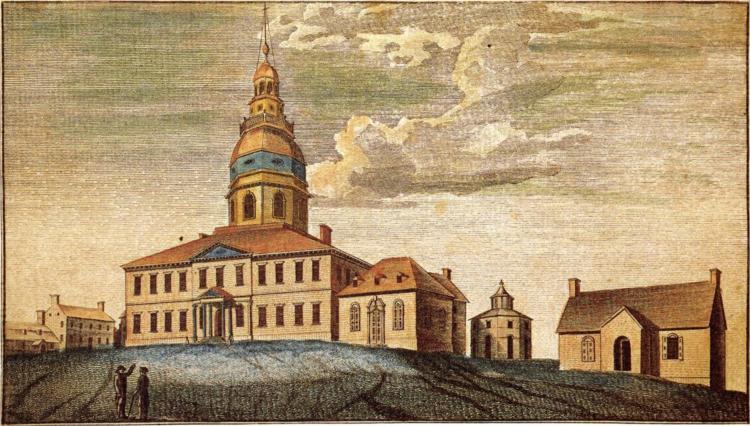 A Front View of Statehouse at Annapolis, 1800 - Charles Willson Peale