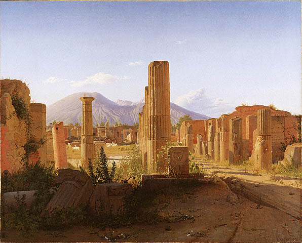 The Forum, Pompeii, with Vesuvius in the Distance, 1841 - Christen Købke