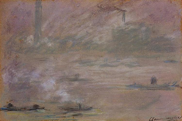 Boats on the Thames, London, 1901 - 莫內
