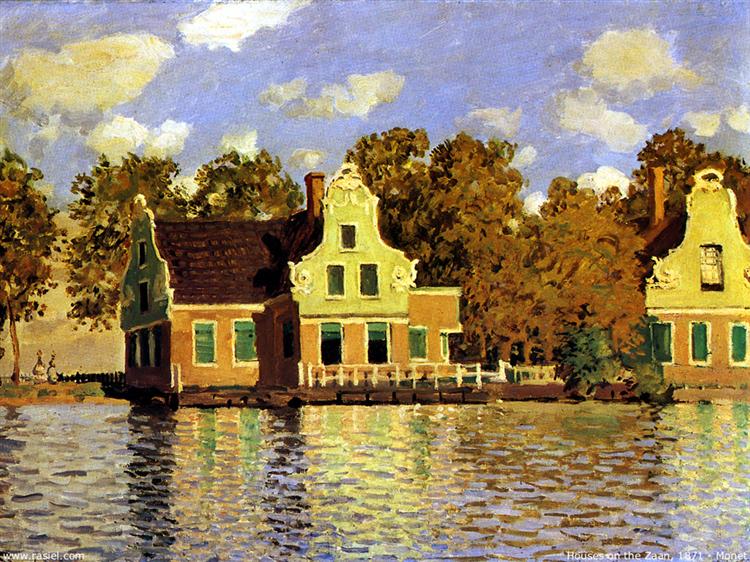 Houses on the Zaan River at Zaandam, 1871 - Клод Моне