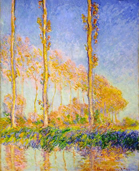 Тополя, осень, розовый эффект, 1891 - Клод Моне