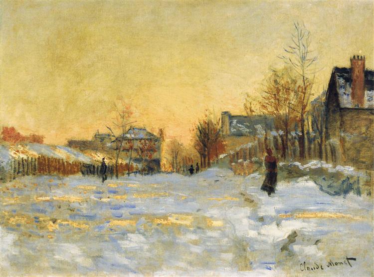 Snow Effect, The Street in Argentuil, 1875 - 莫內