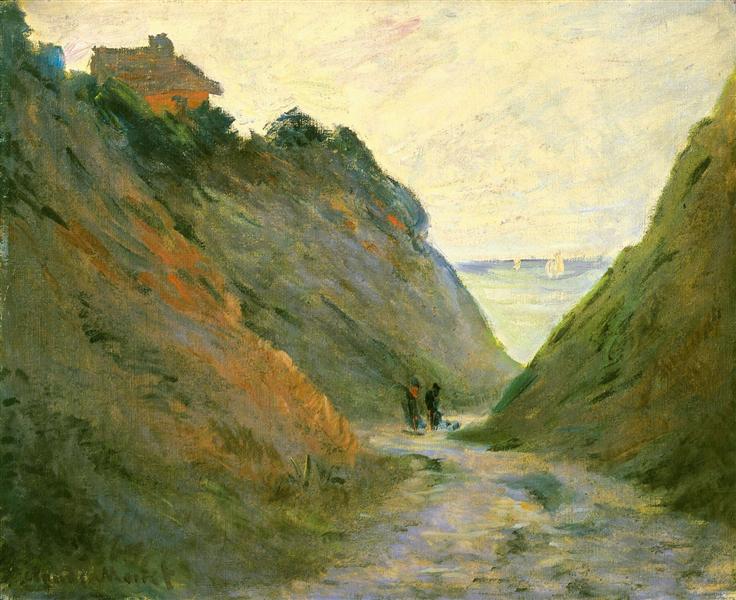 Затонувшая дорога в скалах Варанжевиля, 1882 - Клод Моне