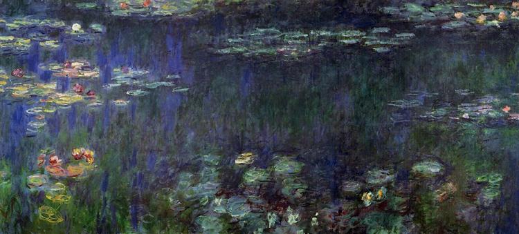 Water Lilies, Green Reflection (left half), 1920 - 1926 - 莫內