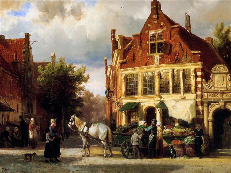 Street scene - Cornelis Springer