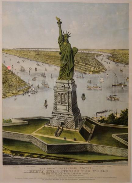 The Great Bartholdi Statue, 1885 - Currier & Ives