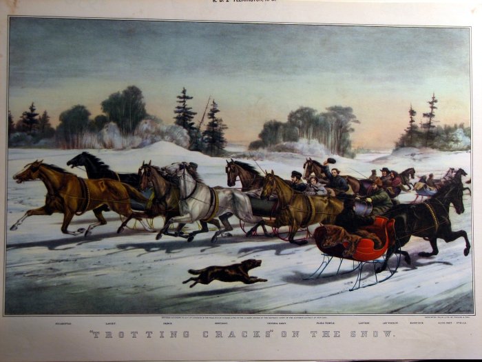 Trotting Cracks on the Snow, 1858 - Currier and Ives