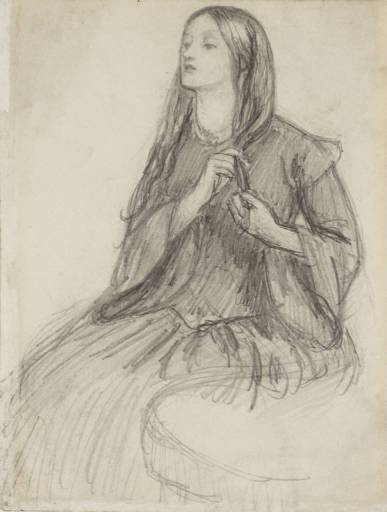 Elizabeth Siddall Plaiting her Hair - Dante Gabriel Rossetti