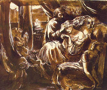 Study for the Death of Lady Macbeth, c.1875 - Данте Габрієль Росетті