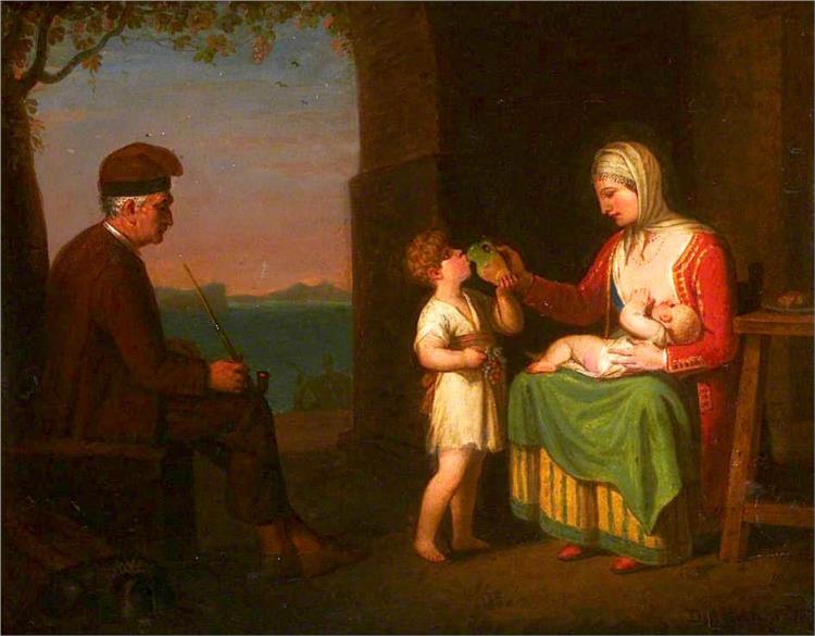 The Family of the Island of Procida with Vesuvius in the Background, 1775 - Дэвид Аллен