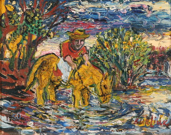 Man on a Yellow Horse, 1950 - David Burliuk