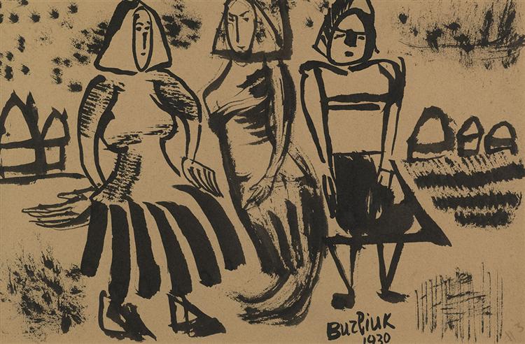 Three Woman, 1930 - Давид Бурлюк