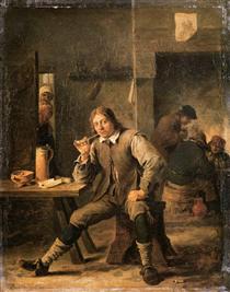 A Smoker Leaning on a Table - David Teniers the Younger