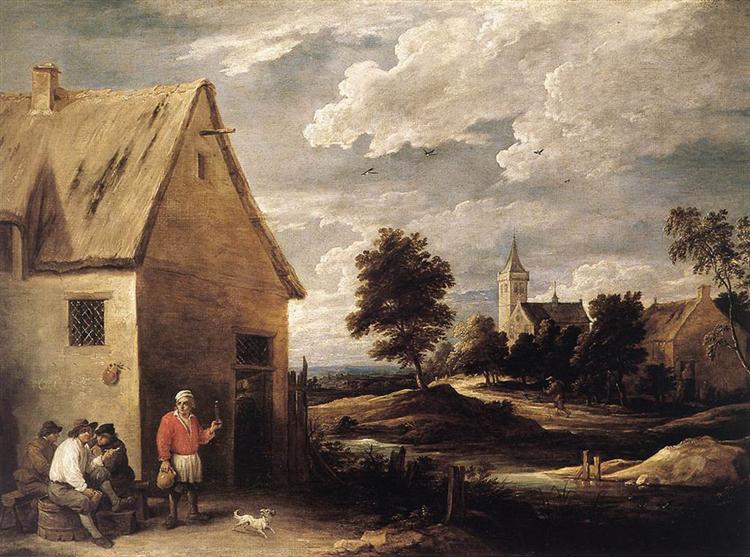 Village Scene - David Teniers, o Jovem